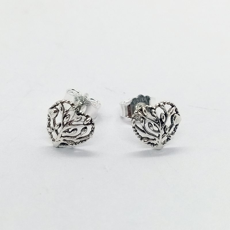 Pandora Silver Family Tree Heart Stud Earrings
