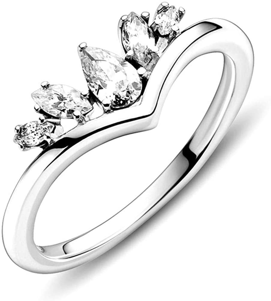 ale silver pandora sparkling pear & marquise wishbone ring