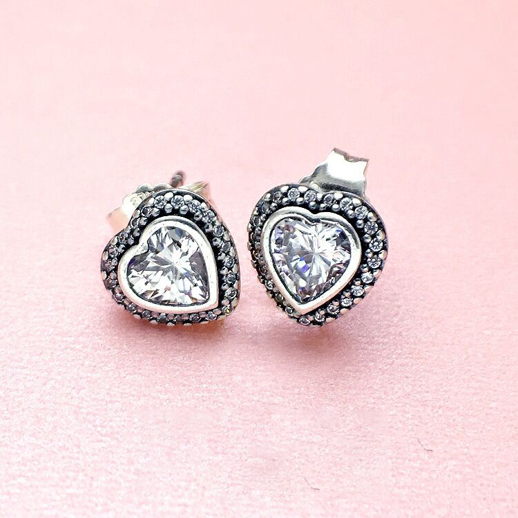 Pandora Silver Sparkling Hearts Stud Earrings
