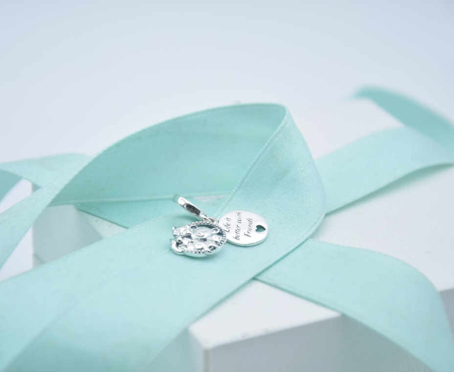 silver pandora bear, fox & squirrel dangle charm