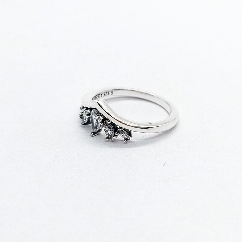 ale silver pandora sparkling pear & marquise wishbone ring