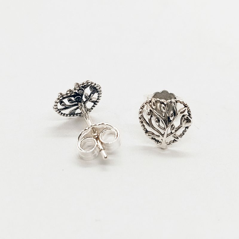 Pandora Silver Family Tree Heart Stud Earrings