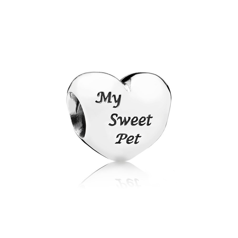 Dog Paw Prints' Heart Charm Bracelet Bead S925