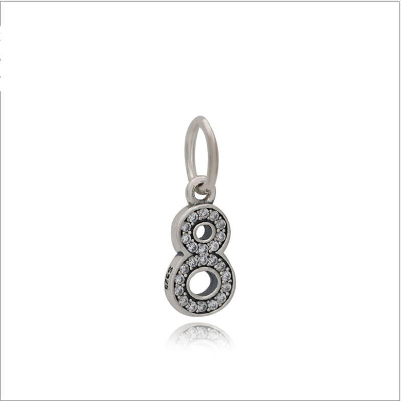 Pandora Number 1 Dangle Charm, Clear CZ