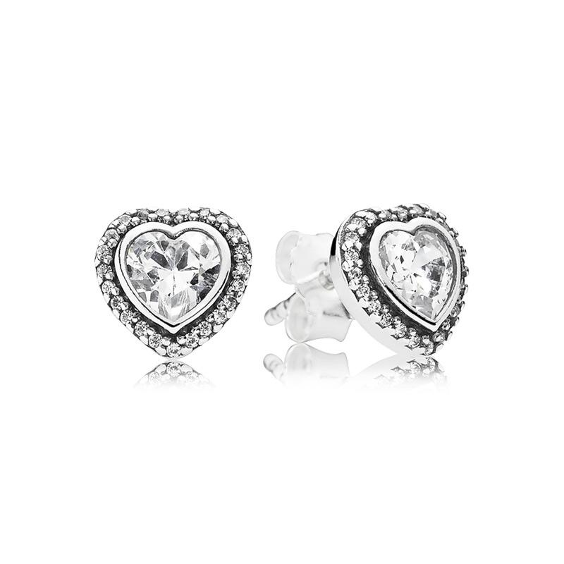 Pandora Silver Sparkling Hearts Stud Earrings