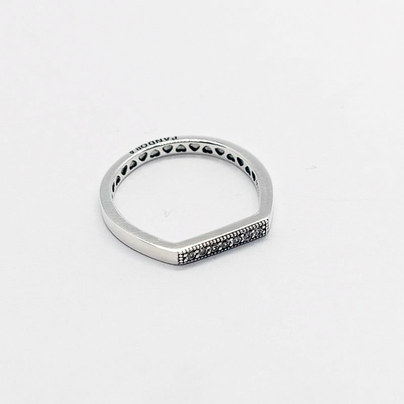 Pandora 925 Ale Sparkling Crystals Bar Stacking Ring
