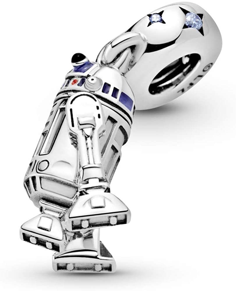pandora x  r2-d2 charm-anhänger blue zirkonia emaille