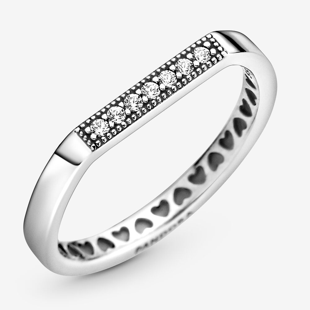 Pandora 925 Ale Sparkling Crystals Bar Stacking Ring