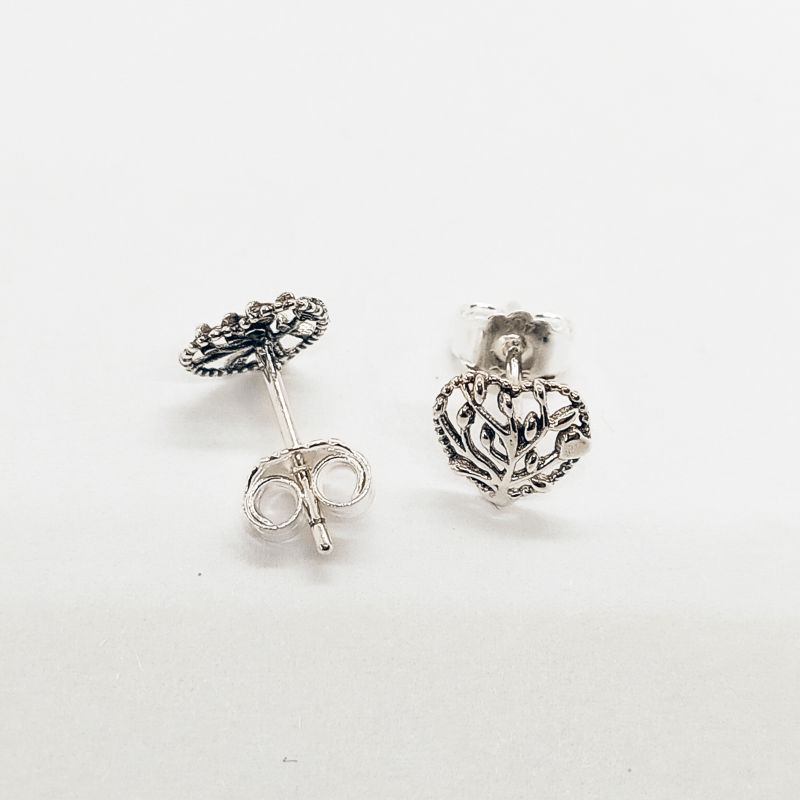 Pandora Silver Family Tree Heart Stud Earrings
