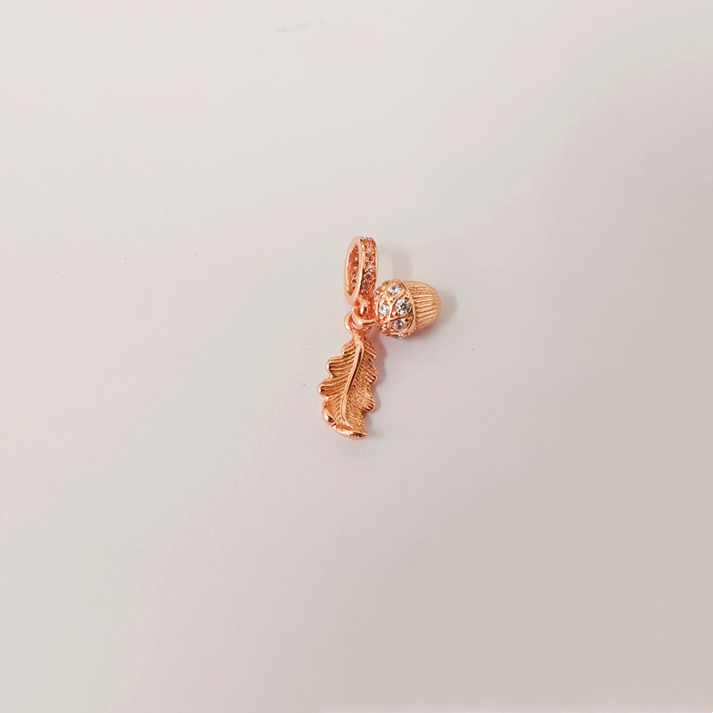 pandora rose acorn & leaf dangle charm s925 ale