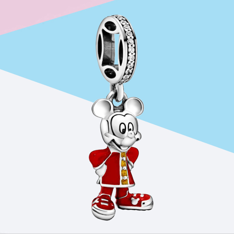 pandora silver mickey mouse dangle charm