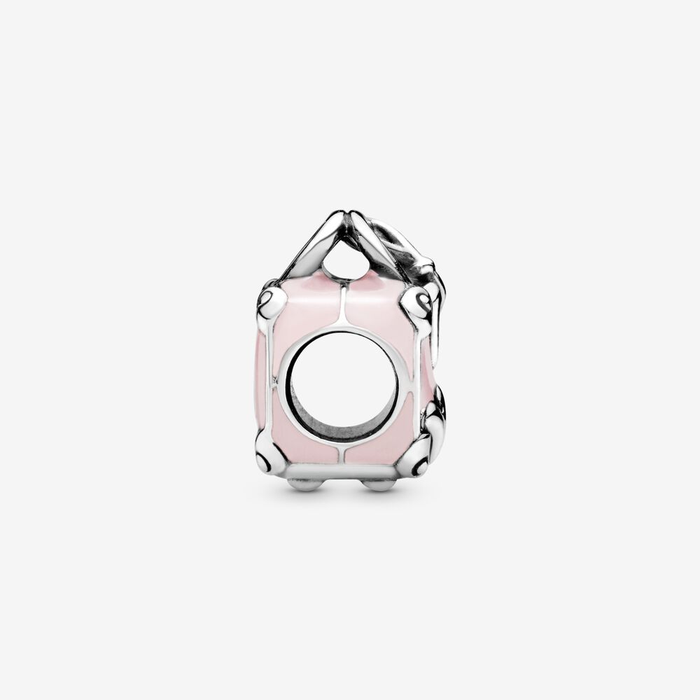 pandora sterling silver pink travel bag charm