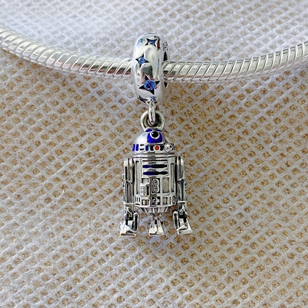 pandora x  r2-d2 charm-anhänger blue zirkonia emaille