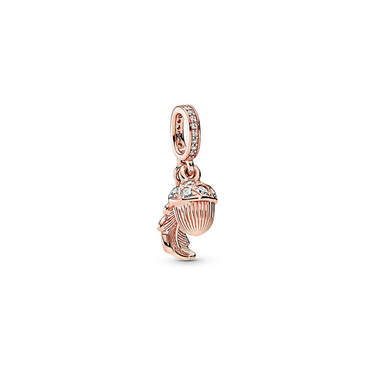 pandora rose acorn & leaf dangle charm s925 ale
