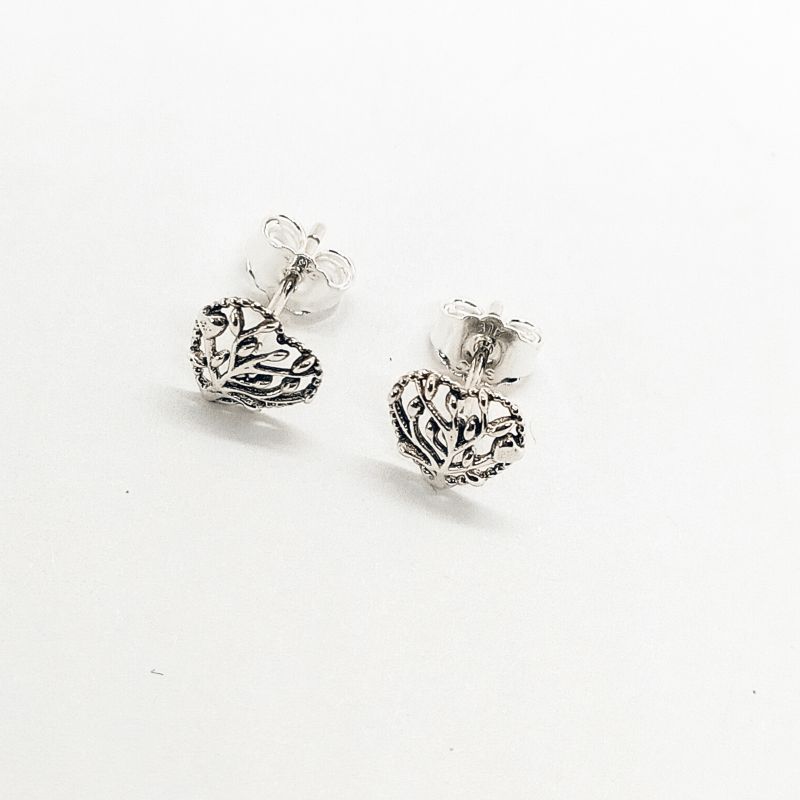 Pandora Silver Family Tree Heart Stud Earrings