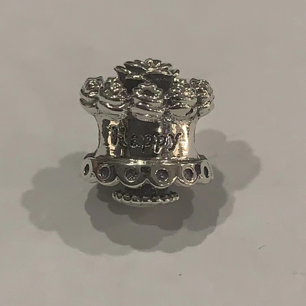 PANDORA SILVER Happy Birthday Celebration Cake CHARM S925 ALE