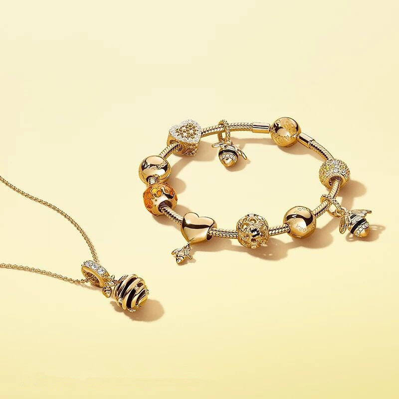Pandora gold charm Shine Honey Bee S925