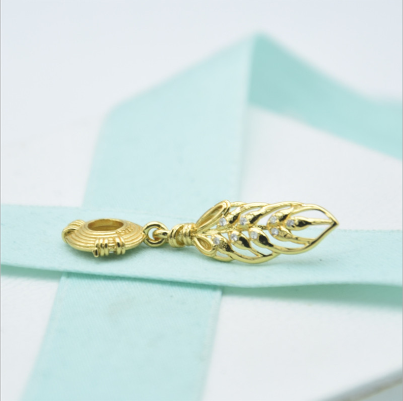 pandora gold shine wheat grain dangle charm