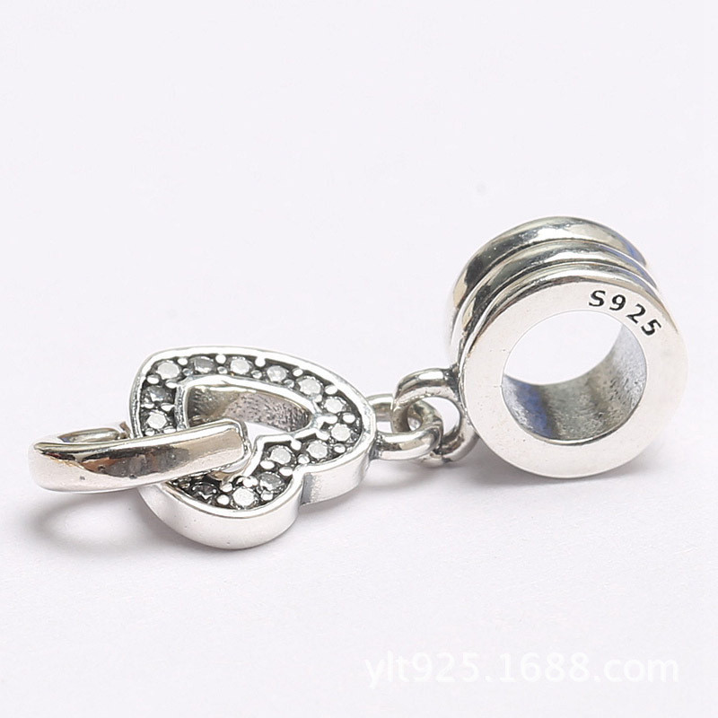 pandora pave interlocked interlocking hearts charm s925 ale