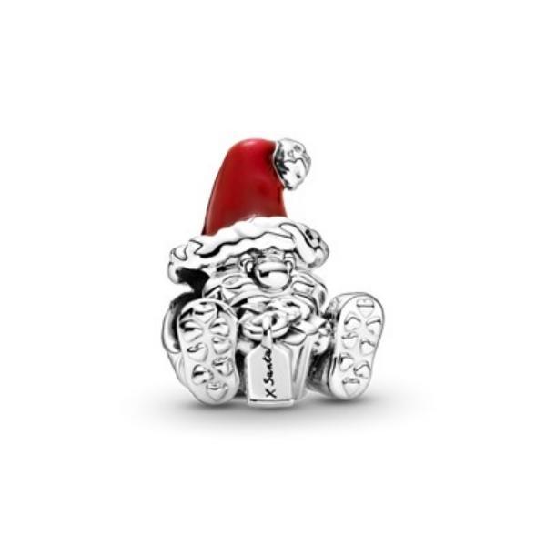 pandora seated santa claus  present charm bead gift bag