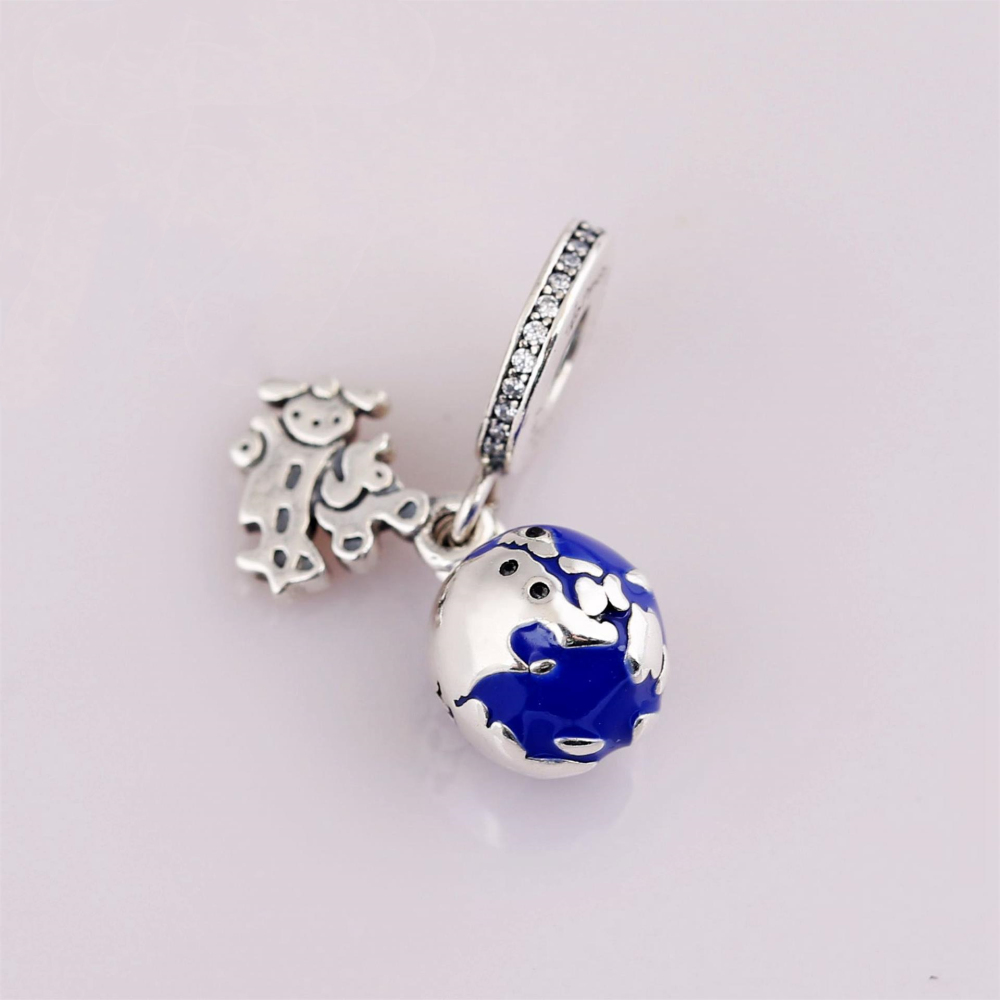 mickey mouse globe Pandora sterling silver charm
