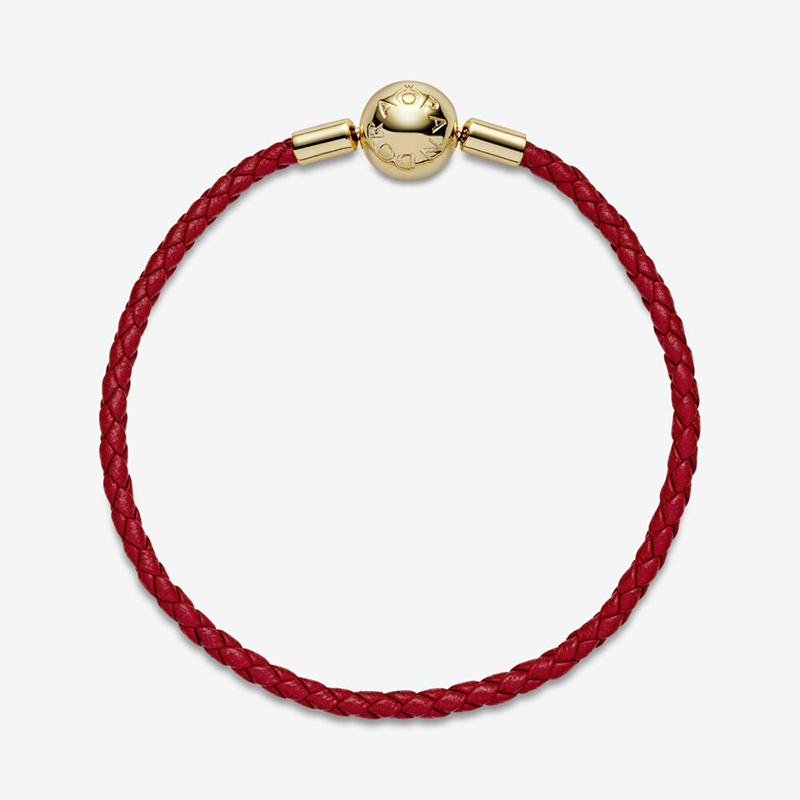 pandora moments red leather braided bracelet ale s925