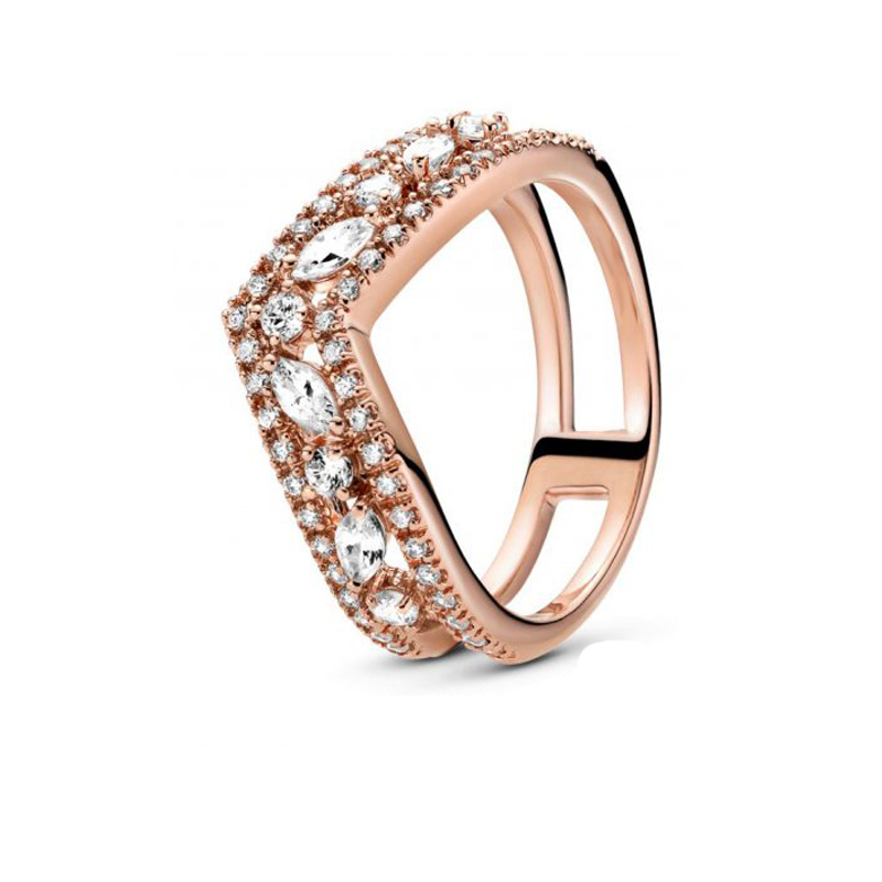 silver pandora sparkling marquise double wishbone ring gift