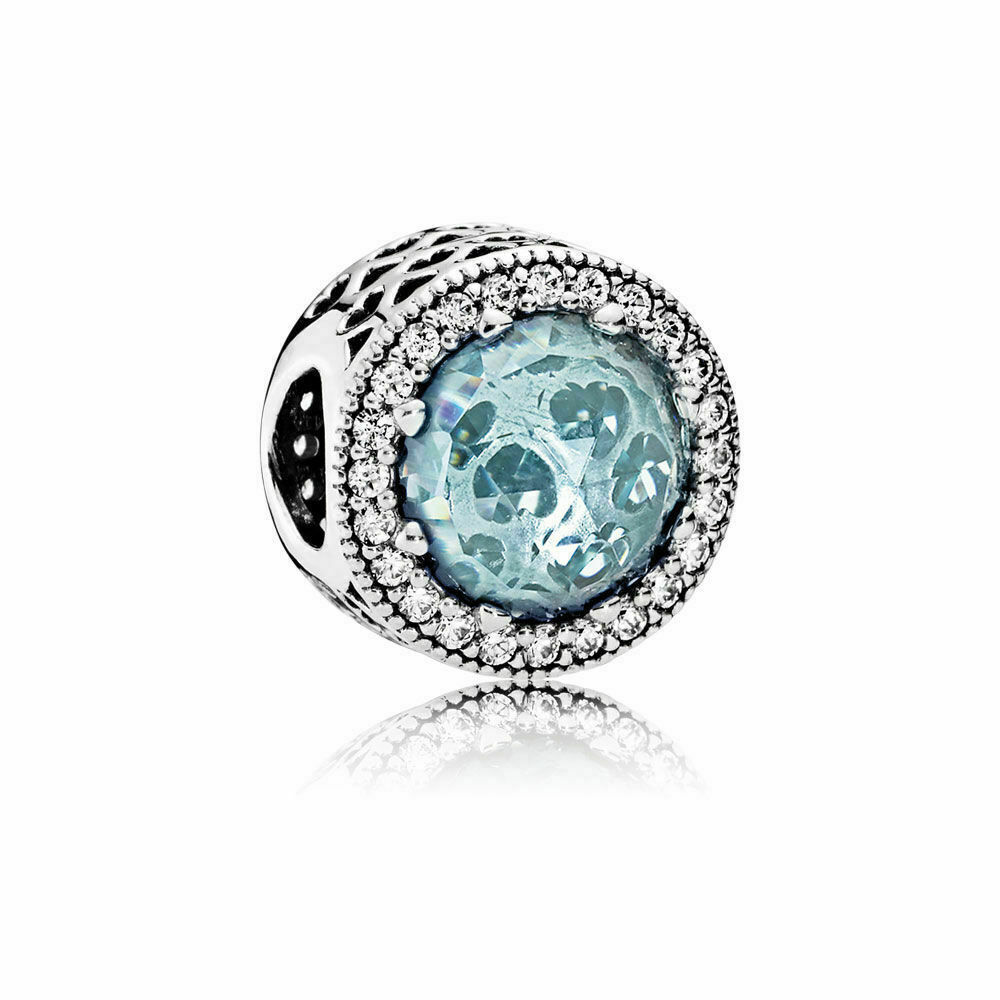 pandora radiant hea​rts glacier blue crystals clear cz