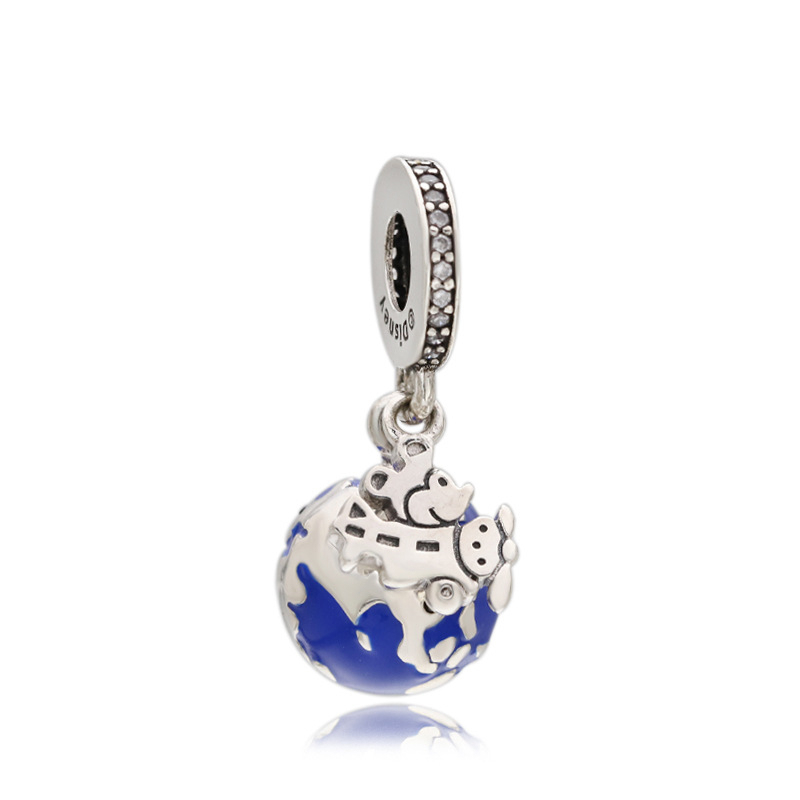mickey mouse globe Pandora sterling silver charm