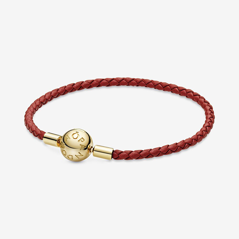 pandora moments red leather braided bracelet ale s925