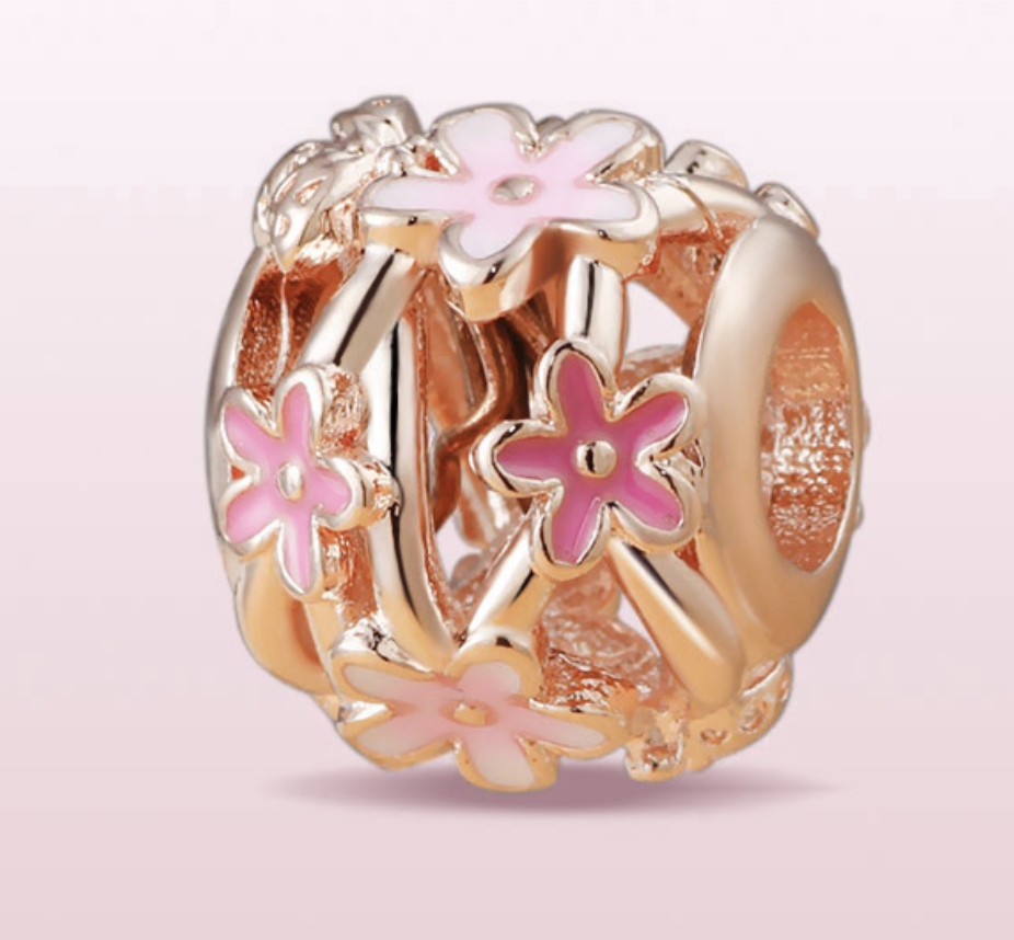 pandora rose openwork pink daisy flower charm