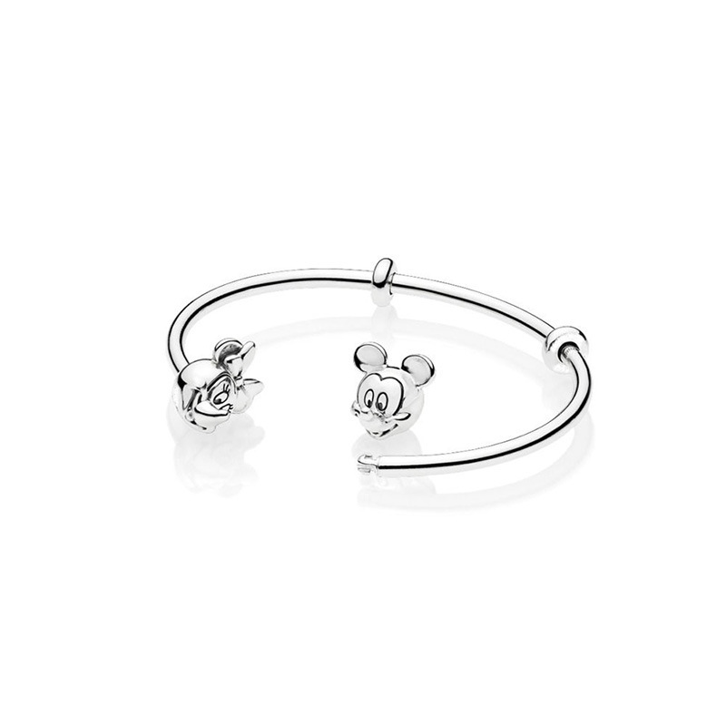 pandora disney mickey and minnie open bangle 17.5 cm/ 6.9" silver s925 bracele