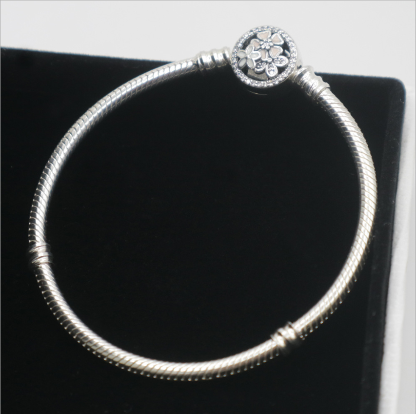 pandora bracelet flowers clip s925 silver bangle snake chain