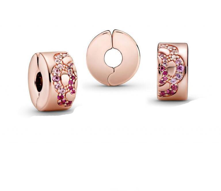 pandora pink fan pattern spacer clip charm sterling silver s925 love 2020