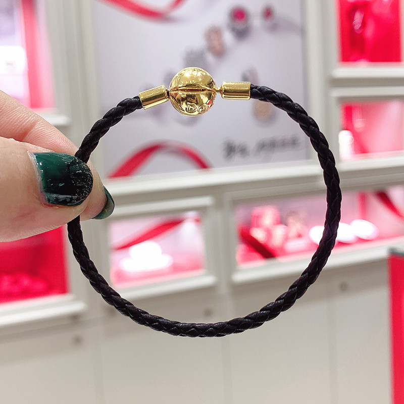 pandora moments black leather braided bracelet ale s925