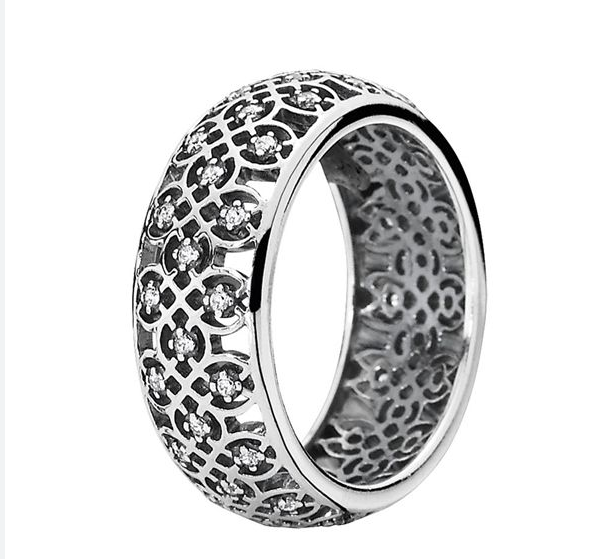 pandora silver intricate lattice clear ring
