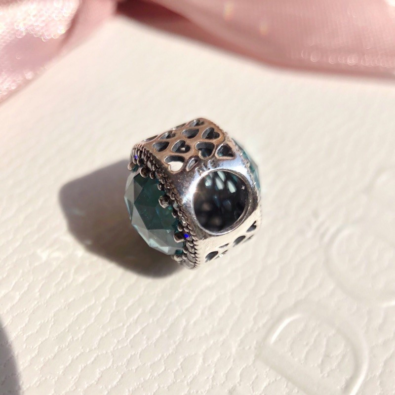pandora radiant hea​rts glacier blue crystals clear cz