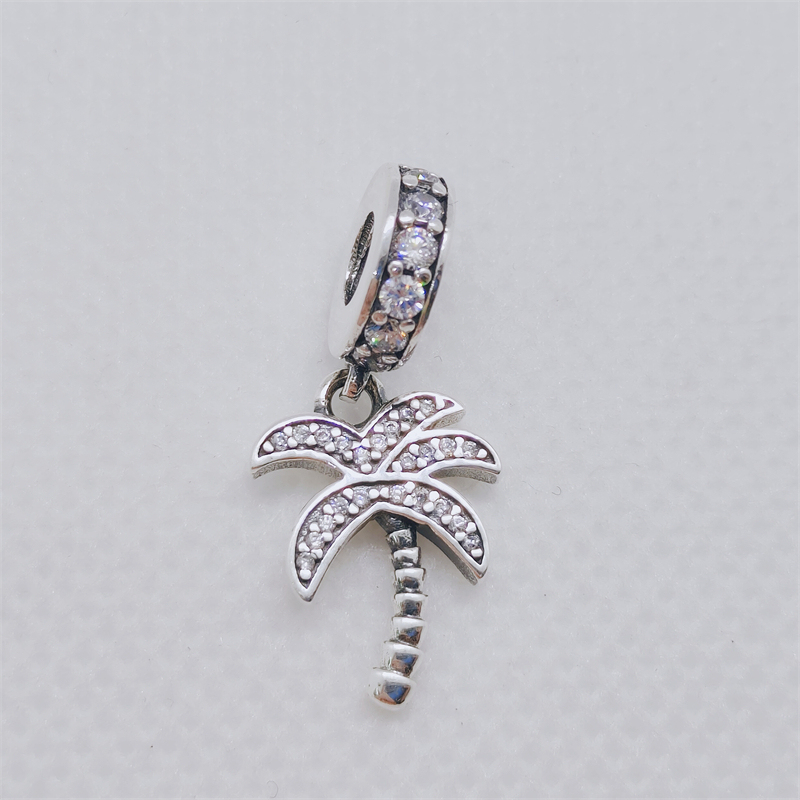 silver pandora sparkling palm tree dangle charm