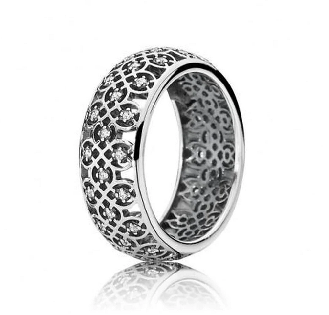 pandora silver intricate lattice clear ring