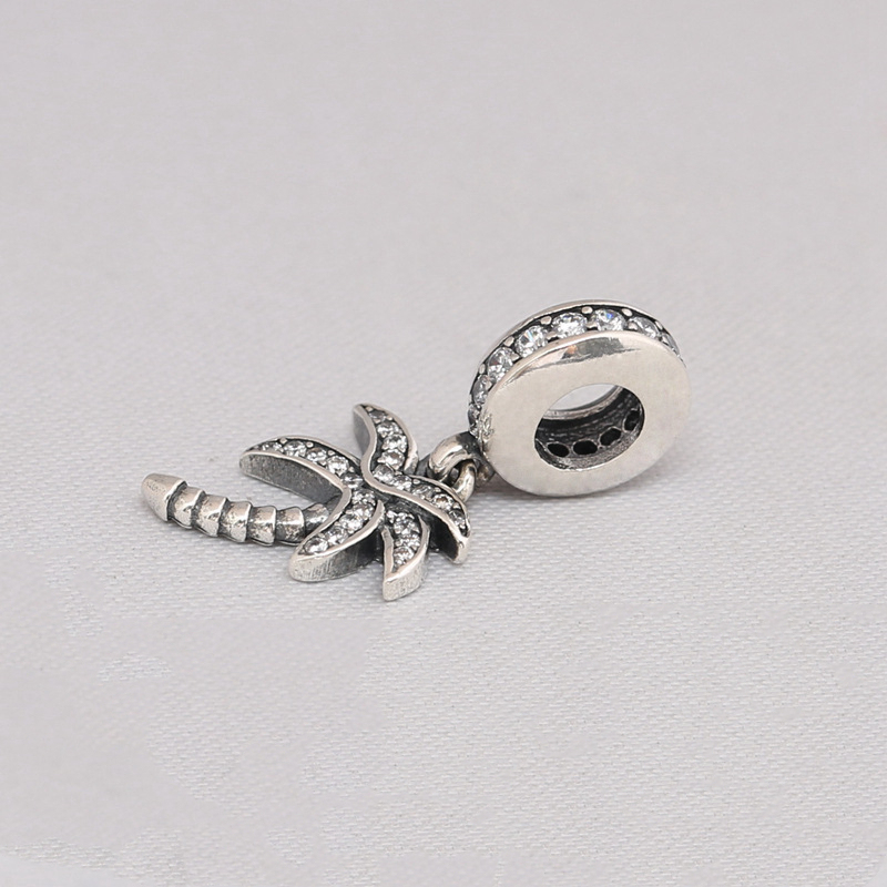silver pandora sparkling palm tree dangle charm
