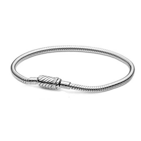 pandora silver jewelry chain bracelet heart clasp charm snake fashion