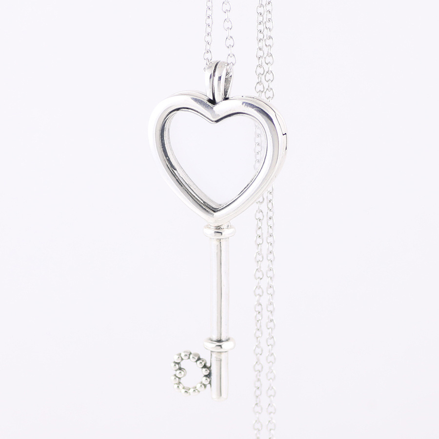 PANDORA FLOATING HEART LOCKET KEY NECKLACE