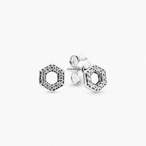 pandora sparkling honeycomb hexagon silver stud earrings