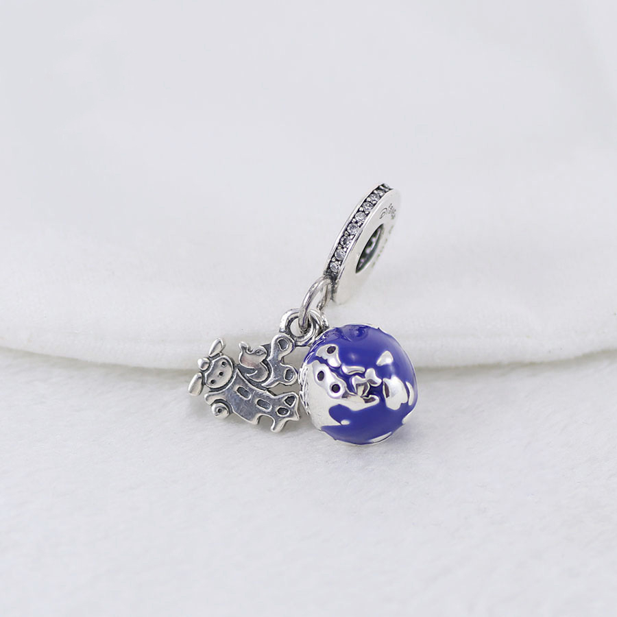 mickey mouse globe Pandora sterling silver charm