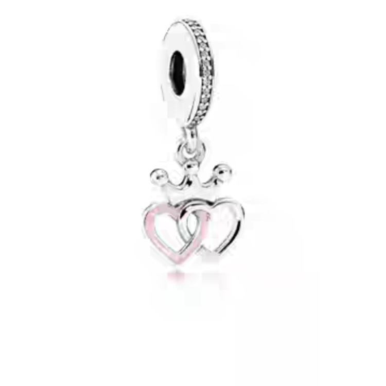 pandora silver crowned hearts pendant charm mint condition