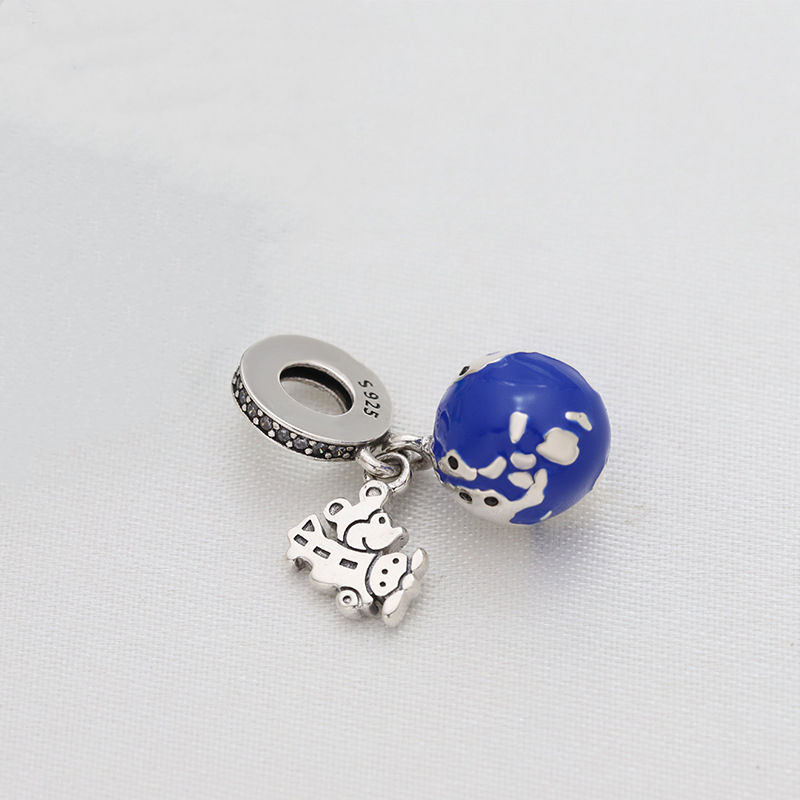 mickey mouse globe Pandora sterling silver charm