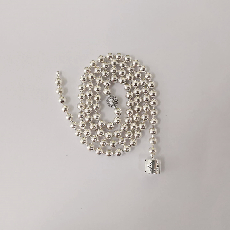 PANDORA 45CM BEADS AND PAVE NECKLACE HALLMARK S925 ALE
