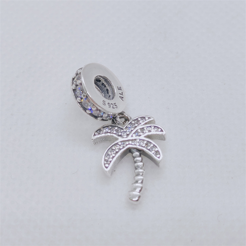 silver pandora sparkling palm tree dangle charm