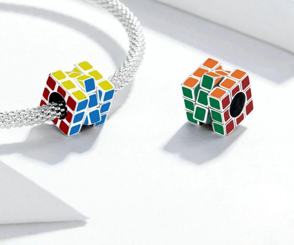 sterling silver 925 rubik’s cube charm rubik rubix puzzle