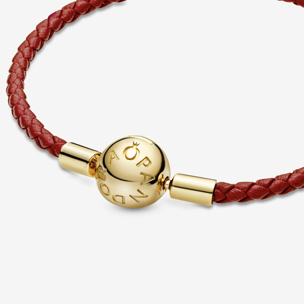 pandora moments red leather braided bracelet ale s925